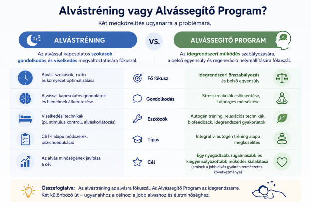 Alvástréning és Alvássegítő Program összehasonlítása: két eltérő megközelítés a jobb alvás érdekében